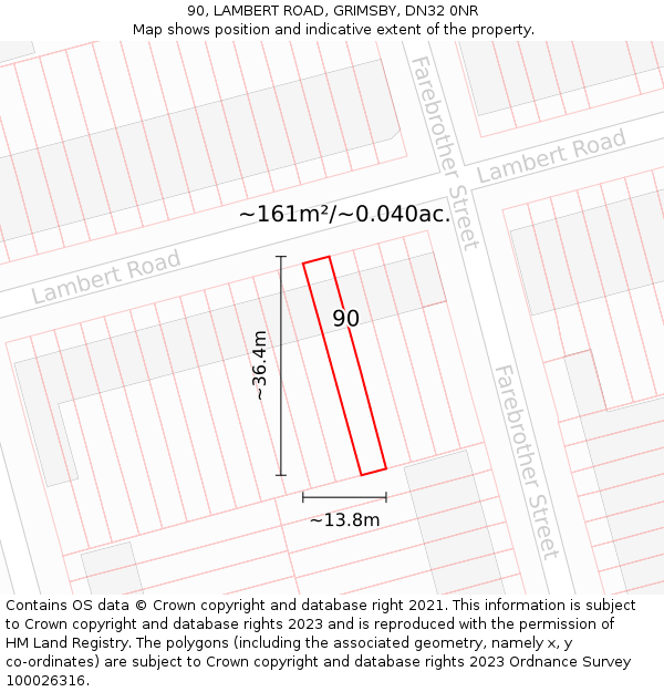 90, LAMBERT ROAD, GRIMSBY, DN32 0NR: Plot and title map