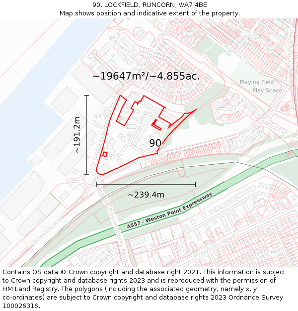 90, LOCKFIELD, RUNCORN, WA7 4BE: Plot and title map