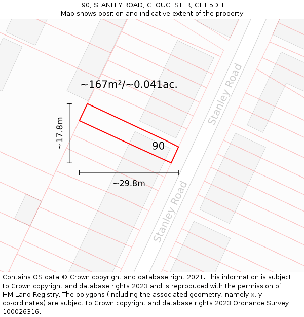 90, STANLEY ROAD, GLOUCESTER, GL1 5DH: Plot and title map