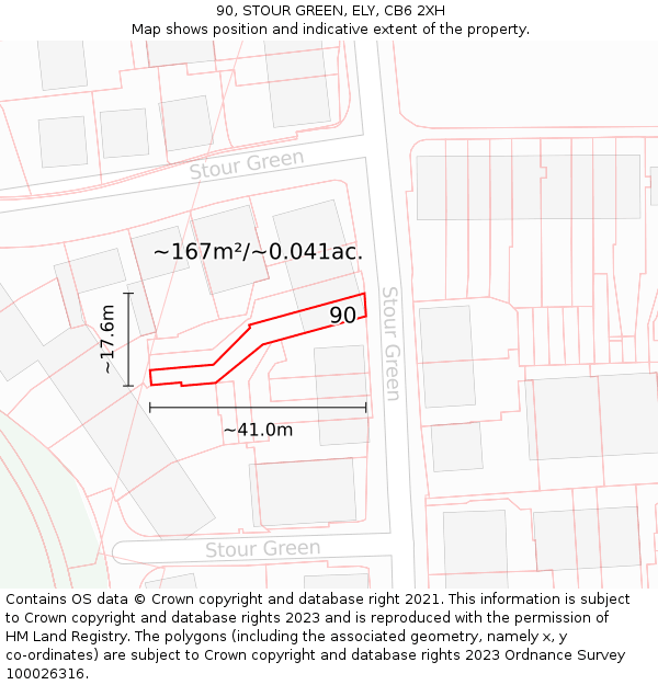 90, STOUR GREEN, ELY, CB6 2XH: Plot and title map