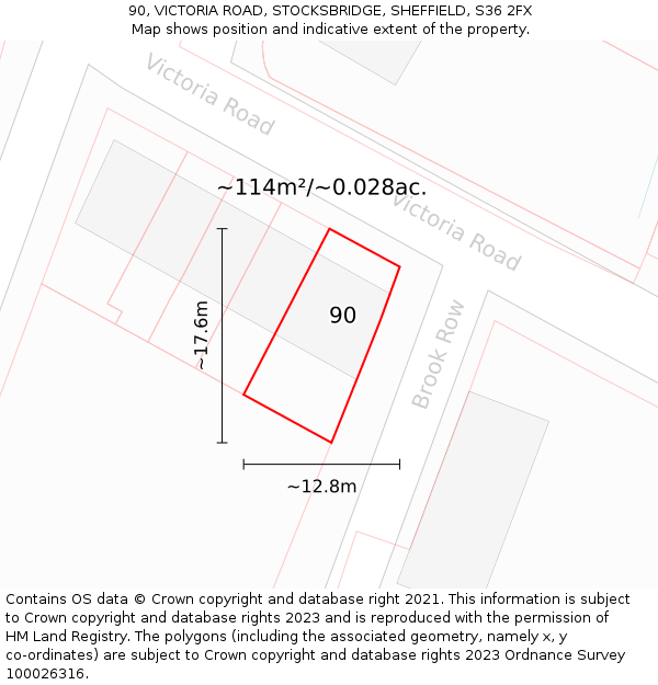 90, VICTORIA ROAD, STOCKSBRIDGE, SHEFFIELD, S36 2FX: Plot and title map