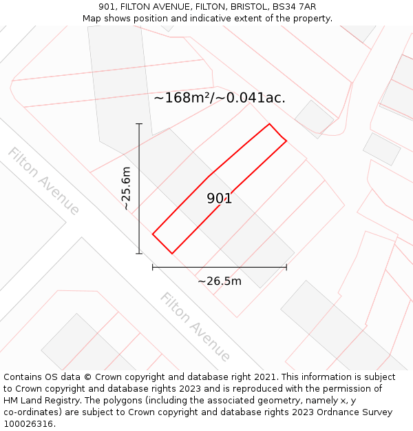 901, FILTON AVENUE, FILTON, BRISTOL, BS34 7AR: Plot and title map