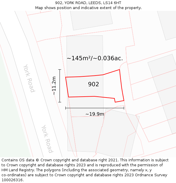 902, YORK ROAD, LEEDS, LS14 6HT: Plot and title map