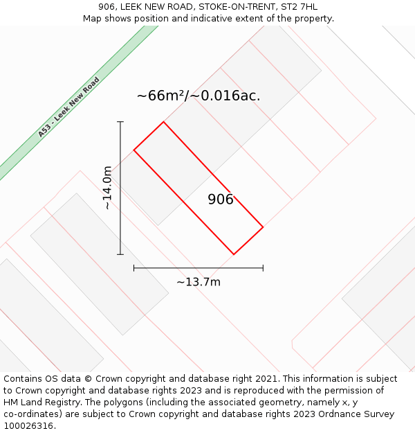 906, LEEK NEW ROAD, STOKE-ON-TRENT, ST2 7HL: Plot and title map