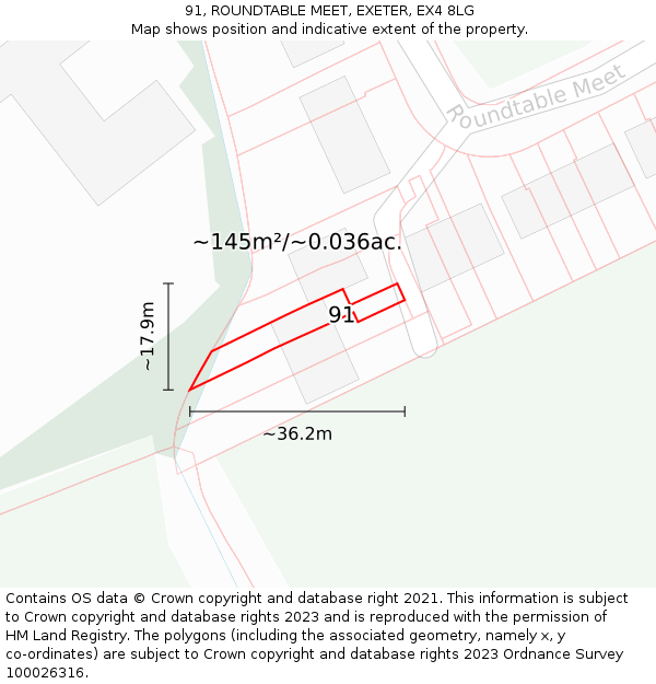 91, ROUNDTABLE MEET, EXETER, EX4 8LG: Plot and title map