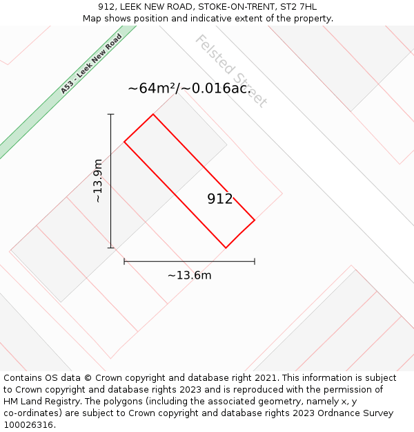 912, LEEK NEW ROAD, STOKE-ON-TRENT, ST2 7HL: Plot and title map