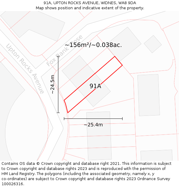 91A, UPTON ROCKS AVENUE, WIDNES, WA8 9DA: Plot and title map