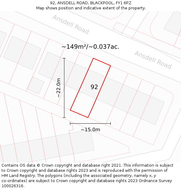 92, ANSDELL ROAD, BLACKPOOL, FY1 6PZ: Plot and title map
