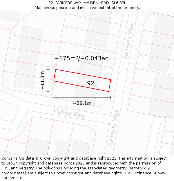 92, FARMERS WAY, MAIDENHEAD, SL6 3PL: Plot and title map