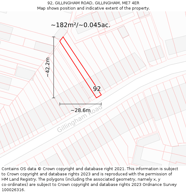 92, GILLINGHAM ROAD, GILLINGHAM, ME7 4ER: Plot and title map