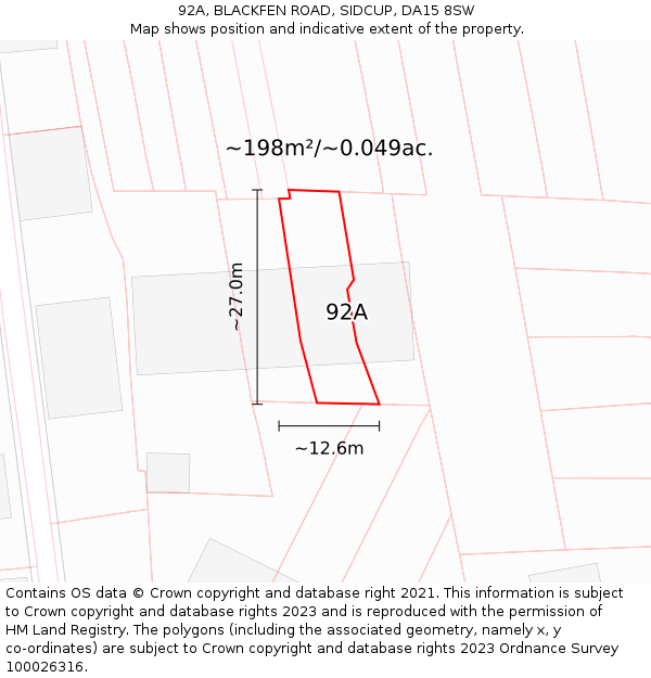 92A, BLACKFEN ROAD, SIDCUP, DA15 8SW: Plot and title map