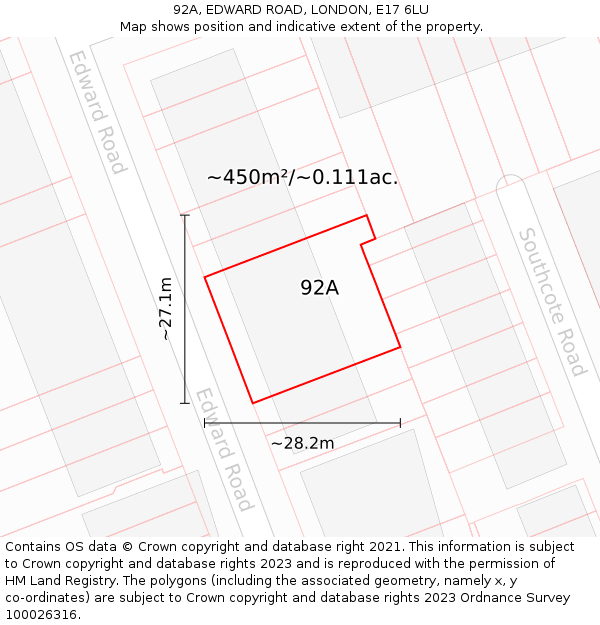 92A, EDWARD ROAD, LONDON, E17 6LU: Plot and title map