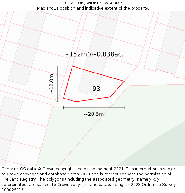 93, AFTON, WIDNES, WA8 4XP: Plot and title map