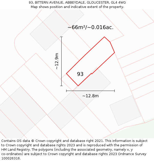 93, BITTERN AVENUE, ABBEYDALE, GLOUCESTER, GL4 4WG: Plot and title map