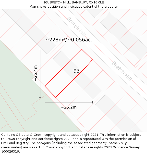 93, BRETCH HILL, BANBURY, OX16 0LE: Plot and title map