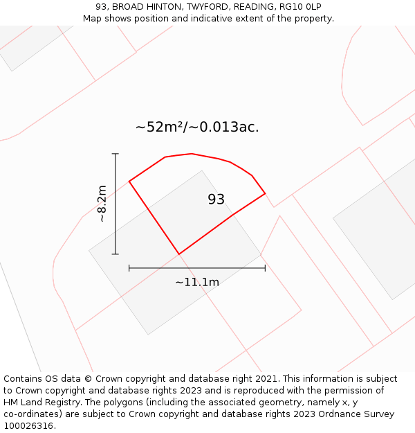 93, BROAD HINTON, TWYFORD, READING, RG10 0LP: Plot and title map