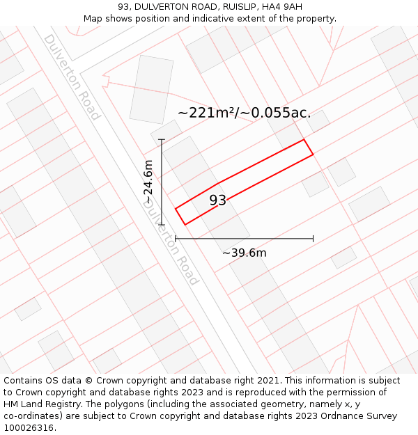 93, DULVERTON ROAD, RUISLIP, HA4 9AH: Plot and title map