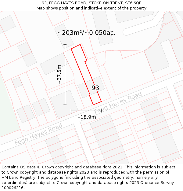 93, FEGG HAYES ROAD, STOKE-ON-TRENT, ST6 6QR: Plot and title map