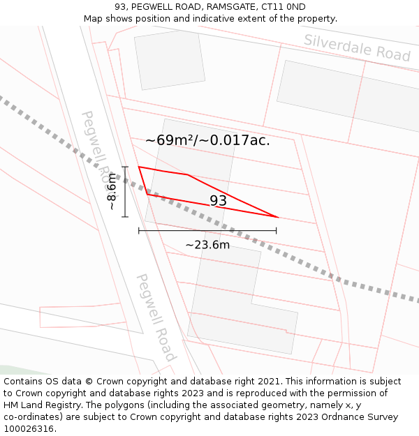 93, PEGWELL ROAD, RAMSGATE, CT11 0ND: Plot and title map