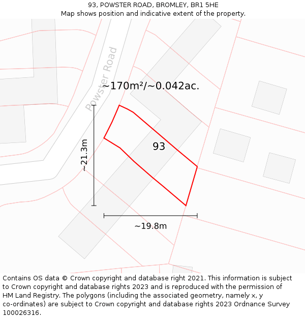 93, POWSTER ROAD, BROMLEY, BR1 5HE: Plot and title map