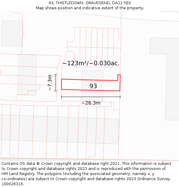 93, THISTLEDOWN, GRAVESEND, DA12 5EX: Plot and title map
