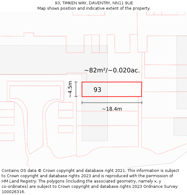 93, TIMKEN WAY, DAVENTRY, NN11 9UE: Plot and title map