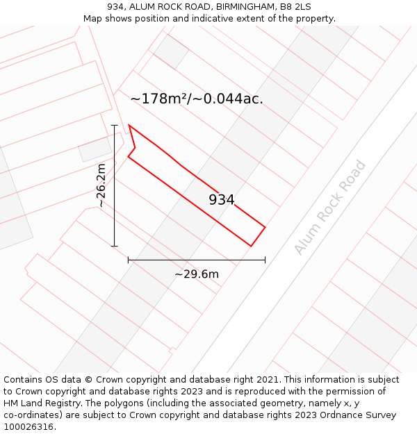 934, ALUM ROCK ROAD, BIRMINGHAM, B8 2LS: Plot and title map