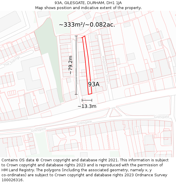 93A, GILESGATE, DURHAM, DH1 1JA: Plot and title map