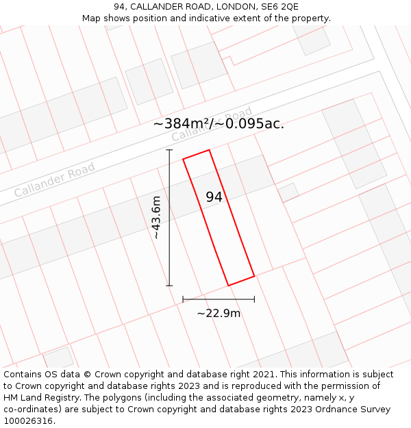 94, CALLANDER ROAD, LONDON, SE6 2QE: Plot and title map