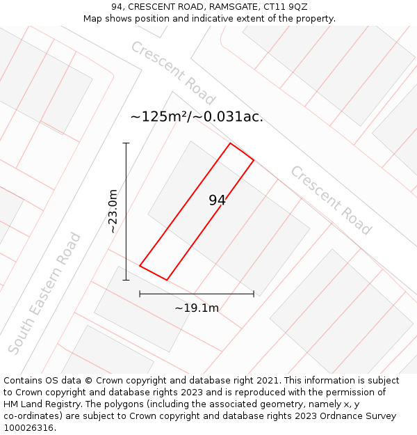 94, CRESCENT ROAD, RAMSGATE, CT11 9QZ: Plot and title map