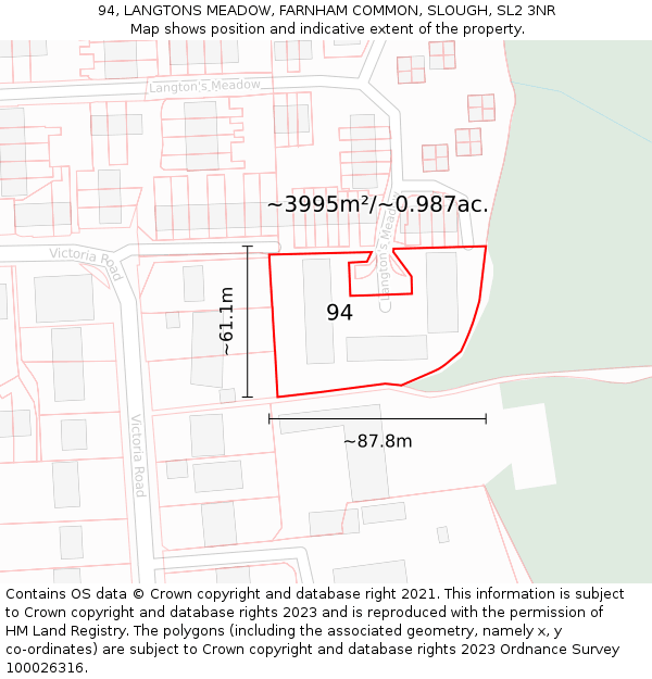 94, LANGTONS MEADOW, FARNHAM COMMON, SLOUGH, SL2 3NR: Plot and title map