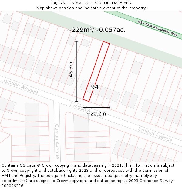 94, LYNDON AVENUE, SIDCUP, DA15 8RN: Plot and title map