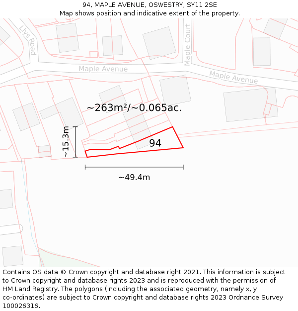94, MAPLE AVENUE, OSWESTRY, SY11 2SE: Plot and title map