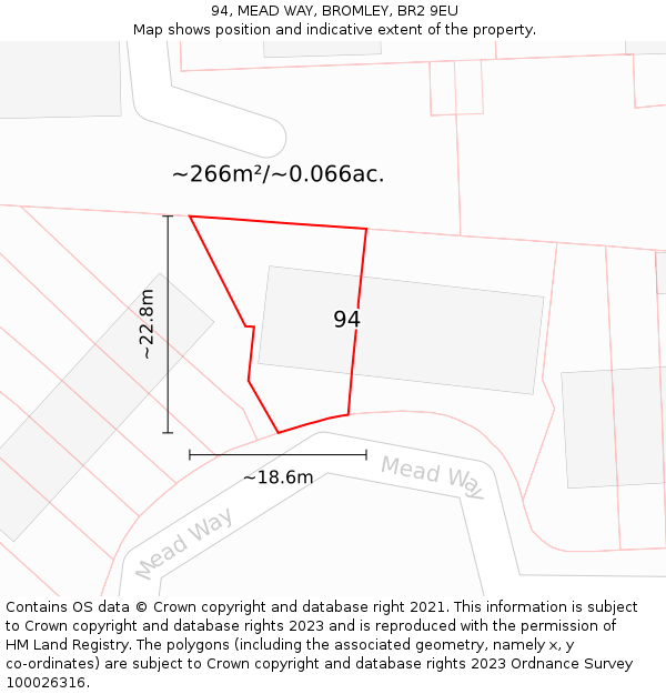 94, MEAD WAY, BROMLEY, BR2 9EU: Plot and title map