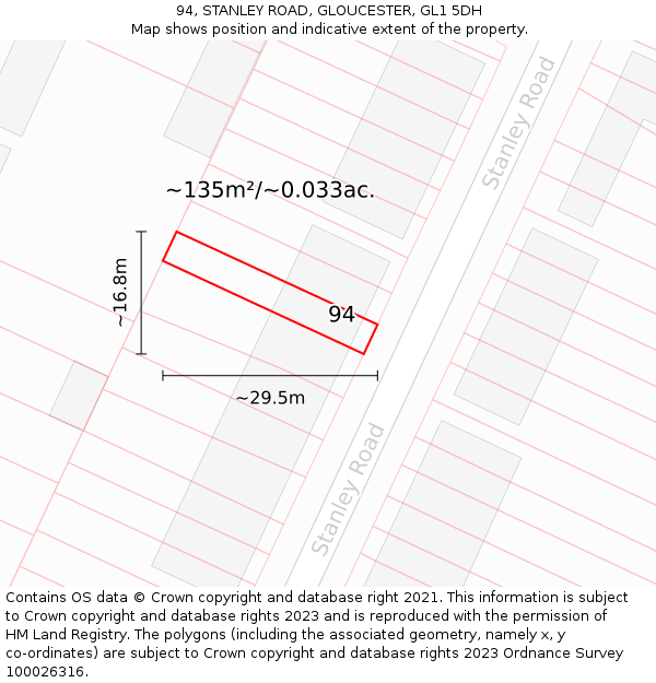94, STANLEY ROAD, GLOUCESTER, GL1 5DH: Plot and title map