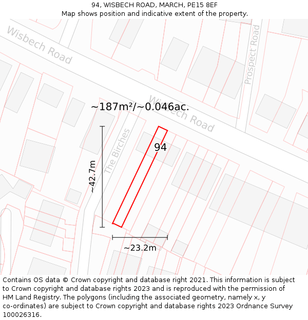 94, WISBECH ROAD, MARCH, PE15 8EF: Plot and title map