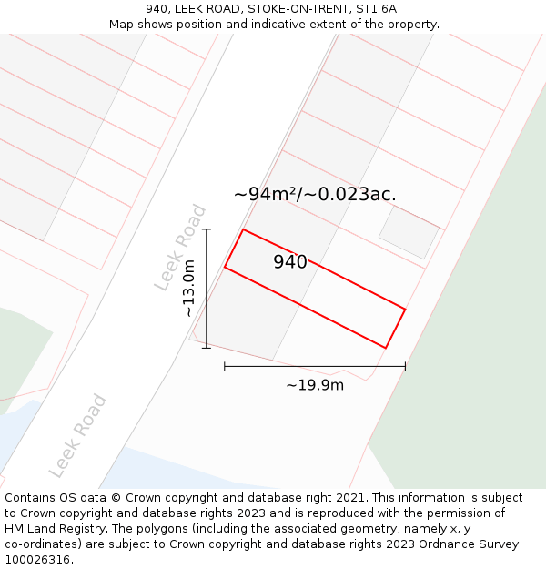 940, LEEK ROAD, STOKE-ON-TRENT, ST1 6AT: Plot and title map