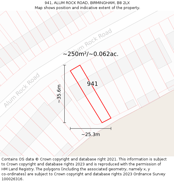 941, ALUM ROCK ROAD, BIRMINGHAM, B8 2LX: Plot and title map