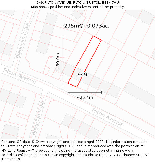 949, FILTON AVENUE, FILTON, BRISTOL, BS34 7AU: Plot and title map
