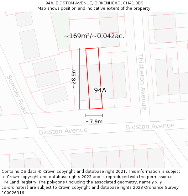 94A, BIDSTON AVENUE, BIRKENHEAD, CH41 0BS: Plot and title map