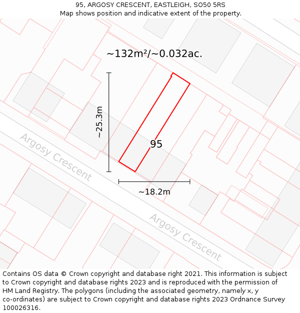 95, ARGOSY CRESCENT, EASTLEIGH, SO50 5RS: Plot and title map