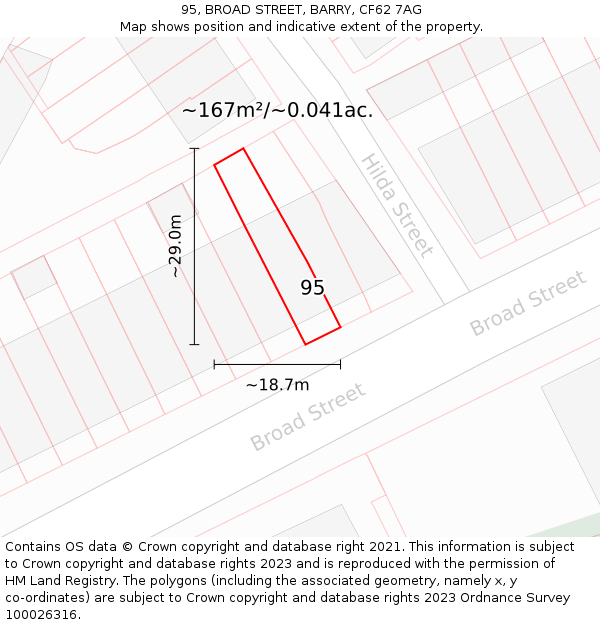 95, BROAD STREET, BARRY, CF62 7AG: Plot and title map