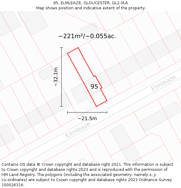 95, ELMLEAZE, GLOUCESTER, GL2 0LA: Plot and title map