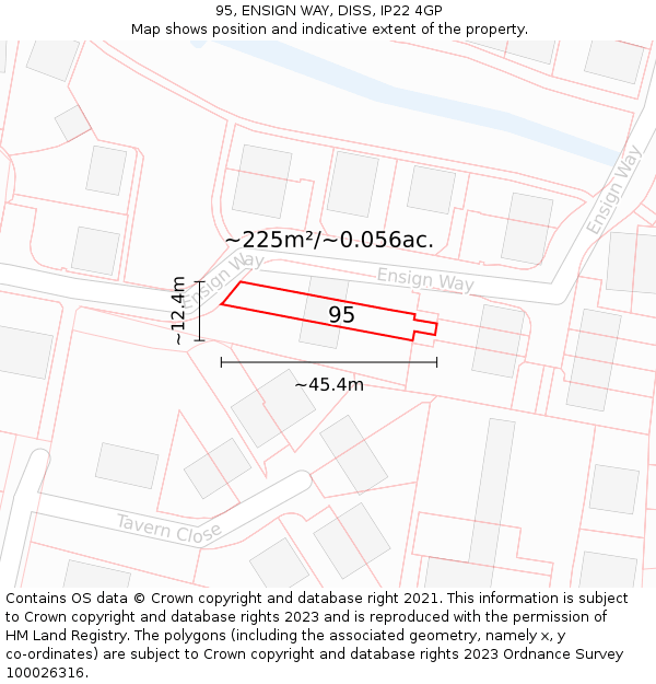 95, ENSIGN WAY, DISS, IP22 4GP: Plot and title map