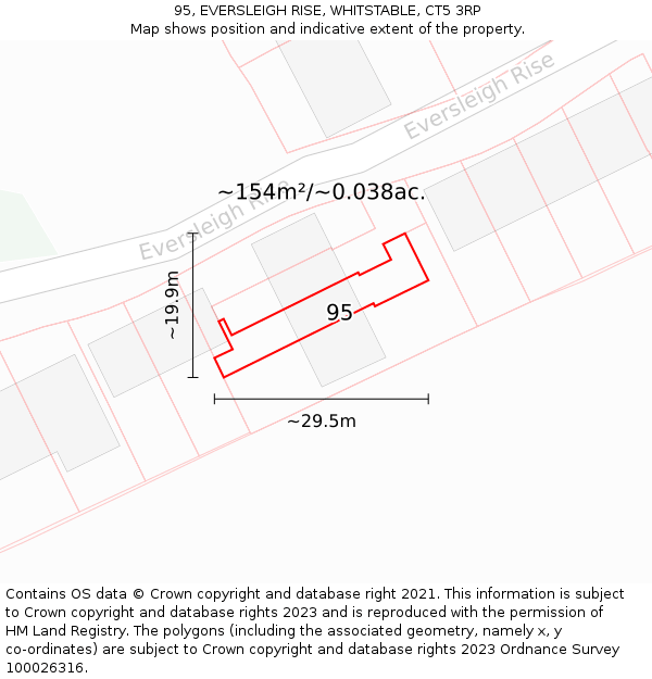 95, EVERSLEIGH RISE, WHITSTABLE, CT5 3RP: Plot and title map