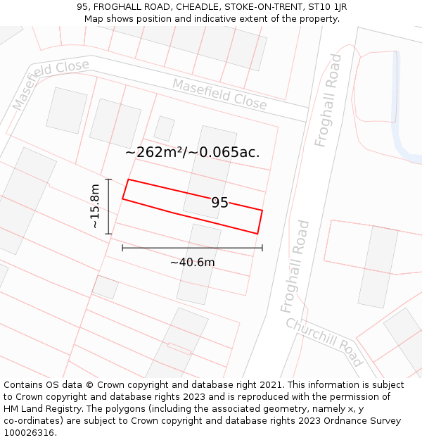 95, FROGHALL ROAD, CHEADLE, STOKE-ON-TRENT, ST10 1JR: Plot and title map