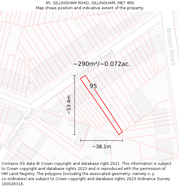 95, GILLINGHAM ROAD, GILLINGHAM, ME7 4RS: Plot and title map