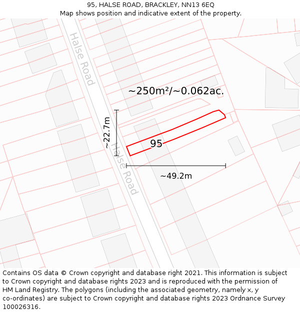95, HALSE ROAD, BRACKLEY, NN13 6EQ: Plot and title map