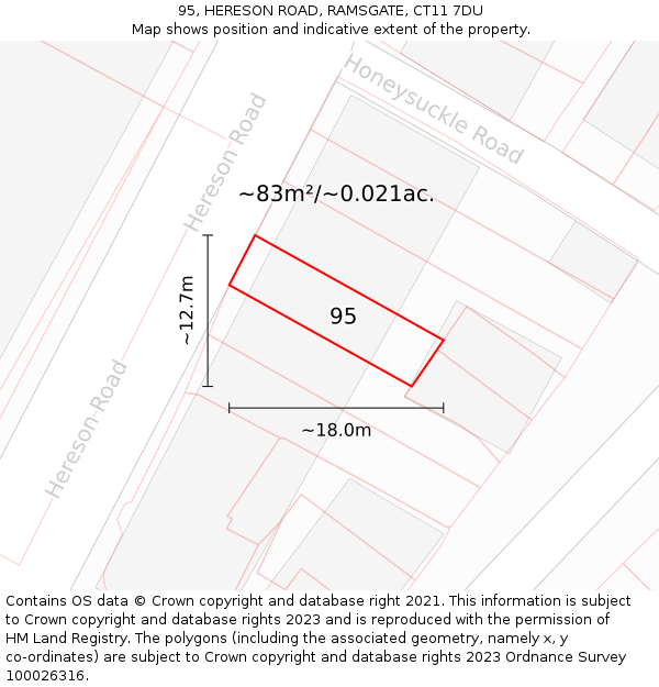 95, HERESON ROAD, RAMSGATE, CT11 7DU: Plot and title map