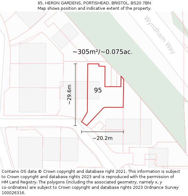 95, HERON GARDENS, PORTISHEAD, BRISTOL, BS20 7BN: Plot and title map